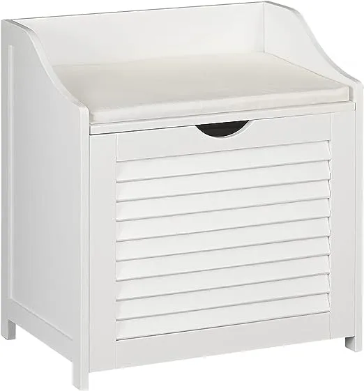 Household Essentials Single Load Cabinet Hamper Seat, White