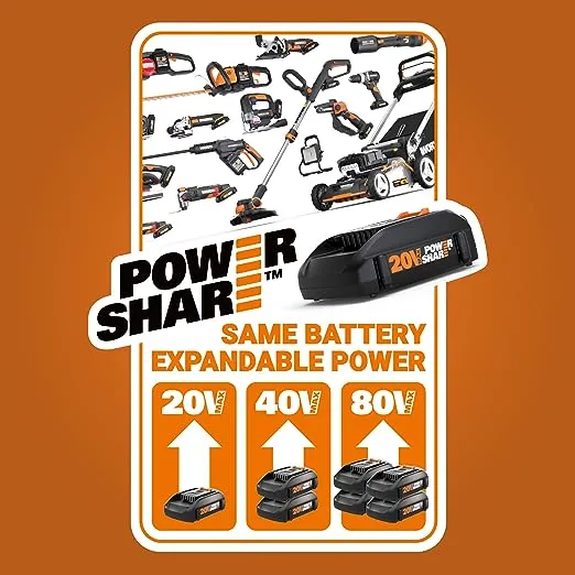 Worx Nitro 80V 21" Cordless Self-Propelled Lawn Mower with Brushless Motor & Rear Wheel Drive - Wg761 (Batteries & Charger Included)