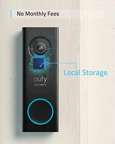 eufy Security Wi-Fi Video Doorbell, 2K Resolution, Real-Time Response, No Monthly Fees, Secure Local Storage, Free Wireless Chime (Require Existing Doorbell Wire, 16-24 VAC, 30 VA or above) (Renewed)