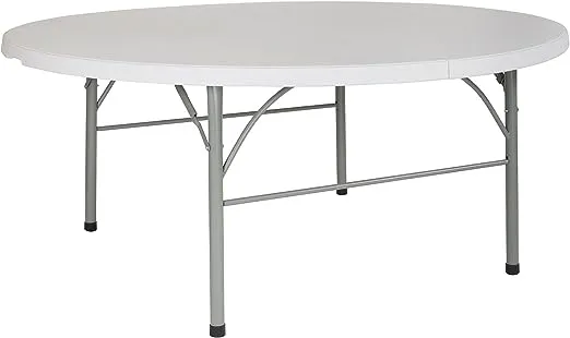 Flash Furniture 72" Round Bi-Fold Granite White Plastic Folding Table