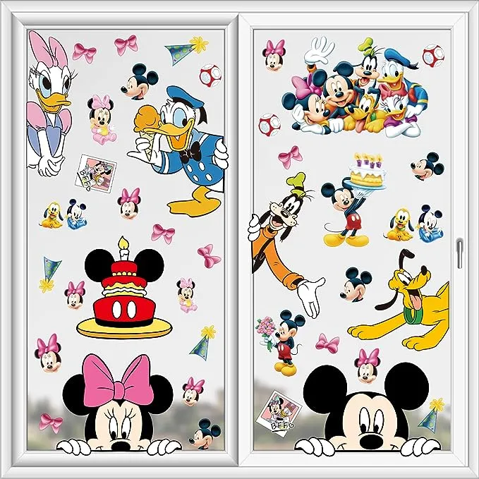 Gzkkkkx Cartoon Window Clings Decals,Party Removable Stickers for Glass Windows,Birthday Party Supplies Holiday Home Decorations