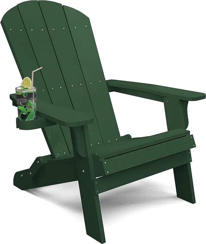 YEFU Adirondack Chair Plastic Weather Resistant, Patio Chairs 5 Steps Easy Installation, Looks Exactly Like Real Wood, Widely Used in Outdoor, Fire Pit, Deck, Outside, Garden, Campfire (Blue)