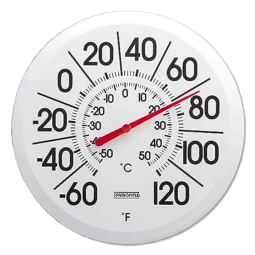 Springfield Big and Bold Thermometer with Mounting Bracket, Indoor Outdoor Thermometer with Large Numbers for Patio, Pool, and Indoor Areas (13.25-Inch)