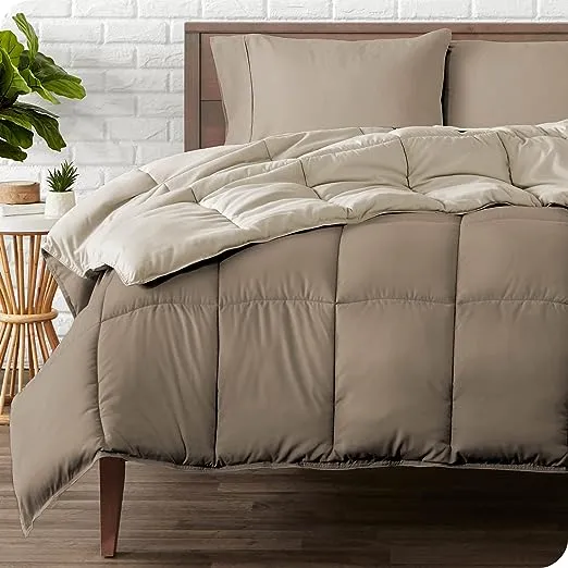 Bare Home Reversible Down Alternative Comforter Oversized King Grey/Light Grey