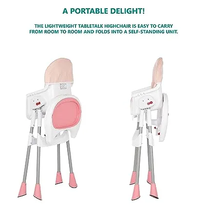 Dream On Me portable 2-In-1 Table Talk High Chair Convertible Compact High Chair Light weight Portable Highchair