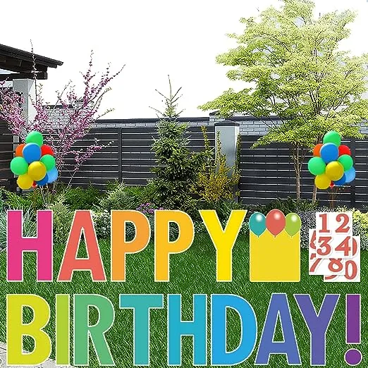 ComboJoy Happy Birthday Yard Sign with Stakes