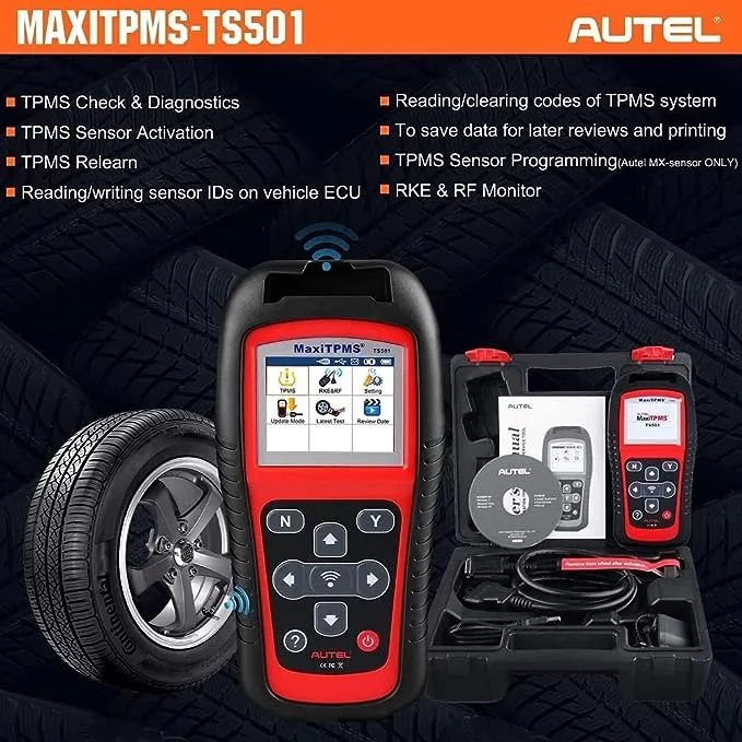 Autel MaxiTPMS TS501 TPMS Programming Tool, 2023 Upgraded of TS408/ TS401, Activate/Relearn All Known TPMS Sensors, Program MX-Sensors (315/433MHz), TPMS Reset/Diagnosis, Read/Clear TPMS DTCs