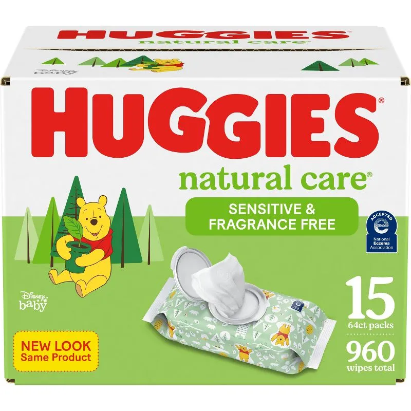 Huggies Natural Care Sensitive Baby Wipes, Unscented, 10 Pack, 560 Total Ct (Select for More)