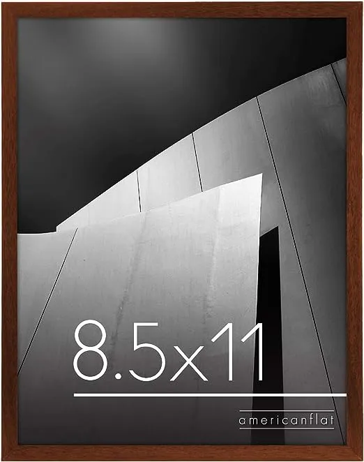 Americanflat 8.5x11 Thin Picture Frame in Black with Shatter Resistant Glass - Horizontal and Vertical Formats for Wall and Tabletop