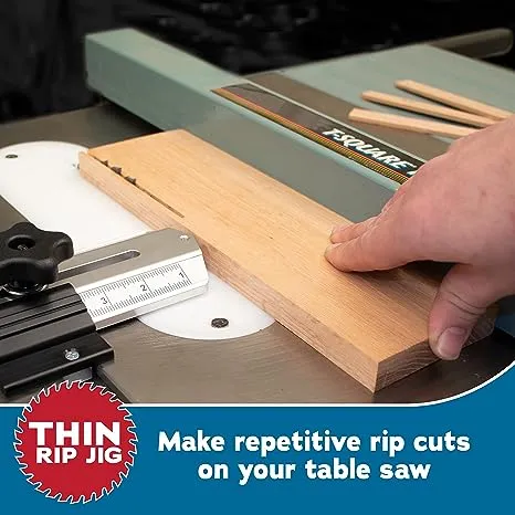 Thin Rip Jig Table Saw Jig for Making Repetitive Narrow Strip Cuts on Table Saws with 3/4" x 3/8" Miter Slots • Also Works with Many Router Tables and Band Saws