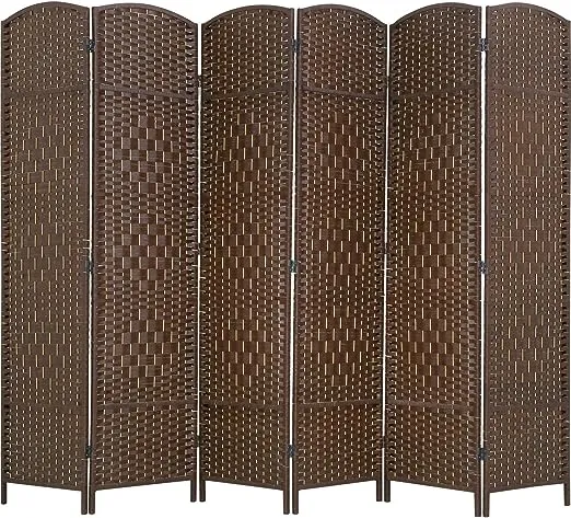 Room Divider Folding Privacy Divider 6 Ft Indoor Wall Divider Portable Partition Wood Screen, Brown (4 Panel)