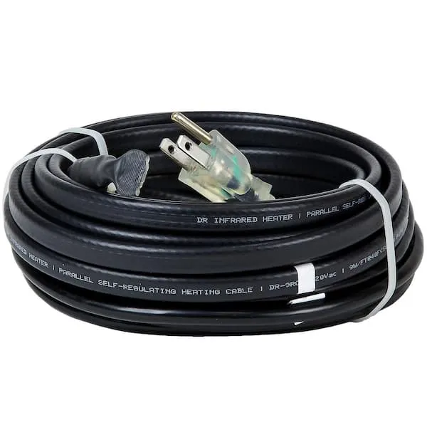 Heating Cables for Pipe and Roof De-Icing, Self-Regulating with Thermostat 240V/3000W/250 ft.