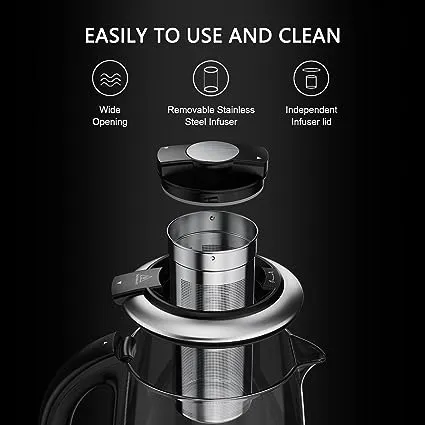 Smart Electric Kettle with Temperature Control and Presets Removable Infuser 2-Hour Keep Warm BPA-Free - 17L Glass and Stainless Steel