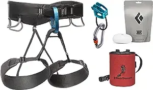 Black Diamond Mens Momentum Rock Climbing Harness - Complete Package