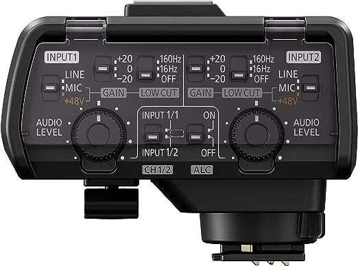 Panasonic Professional XLR Audio Video Microphone Adaptor with 2 XLR Terminals – Accessory Compatible with LUMIX GH5, GH5S, S1 and S1R Mirrorless Digital Cameras - DMW-XLR1, Black