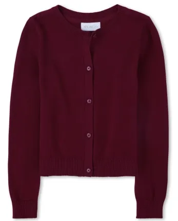 Girls Uniform Cardigan - rubine