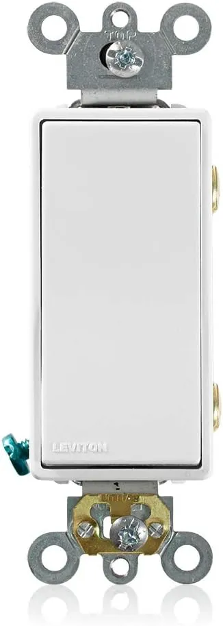 Leviton 5622-2W 20 Amp, 120/277 Volt, Decora Plus Rocker Double-Pole AC Quiet Switch, White