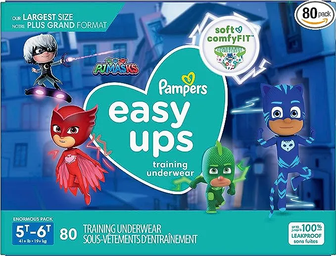 Pampers Easy Ups Training Underwear Boys, Size 7 5T-6T, 80 Count