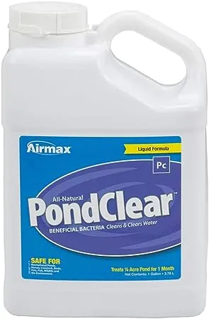 Airmax PondClear Liquid Bacteria for Lakes, Ponds & Water Garden Treatments, Natural Bio Clarifier & Cleaner for Crystal Clear Water, Remove Nutrients & Noxious Odor, Fish, Pet & Plant Safe, 1 Gallon