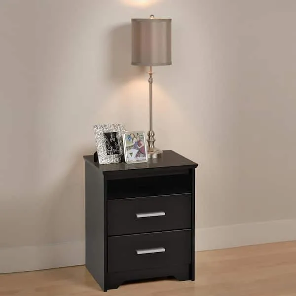 Coal Harbor 2-Drawer Black Nightstand