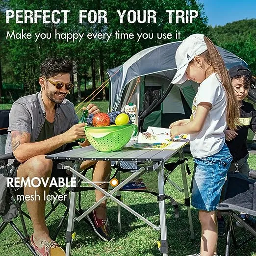 Outdoor Folding Portable Picnic Camping Table with Adjustable Height Aluminum...