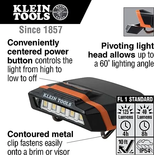 Klein Tools Cap Visor LED Light 125-Lumen LED Headlamp with Batteries Included | 56402