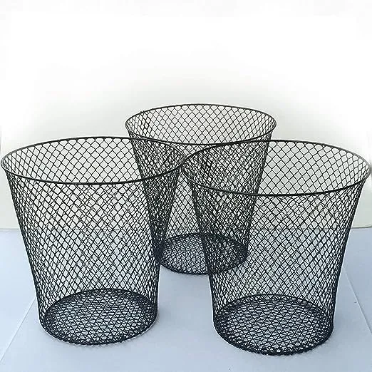 Essentials Wire Mesh Waste Basket (Black)