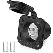 Bumbee Entrada con brida de 15 amperios y 125 V, NEMA 5-15P 2 polos de 3 cables, enchufe de entrada de alimentación de tierra RV con cubierta impermeable para conexiones eléctricas de cobertizo de embarcaciones marinas y casas rodantes