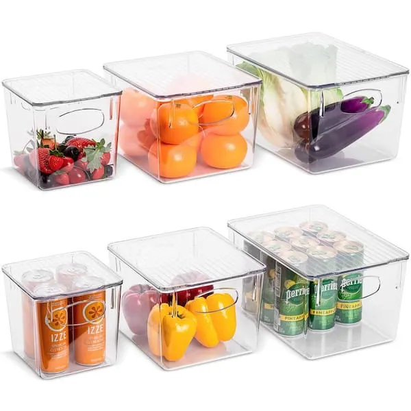 6pc Clear Bin Set With Lids