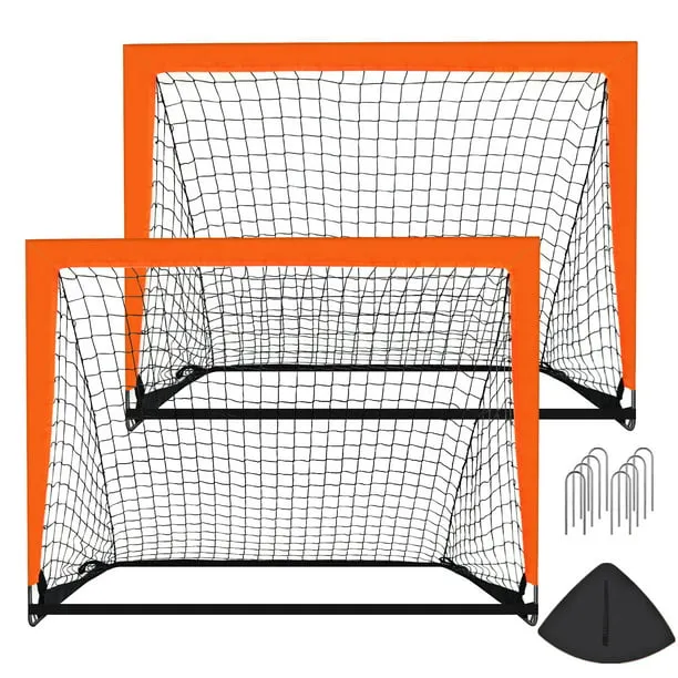 4' x 3' Portable Soccer Goals, Set of 2 Pop Up Soccer Goals for Backyard Training for Kids and Teens, Orange