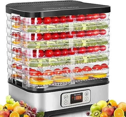 Homdox Food Dehydrator Machine, 8 BPA-Free Trays Fruit Dehydrator with Fruit Roll Sheet, 72H Timer and Temperature Control 95-158℉, 400W Dehydrator for Food and Jerky, Fruits, Herbs, Dog Treats