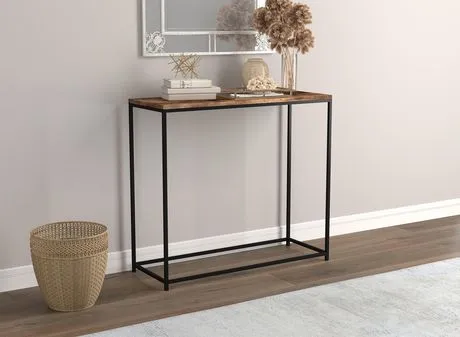 Glass and Black Metal Console Table