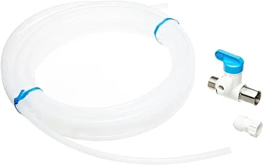 John Guest Ice Maker Connection Kit with Angle Stop Adapter Valve, Push to Connect Plastic Plumbing Fittings, White, ICE MAKER KIT