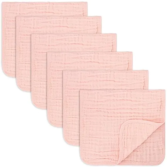 Muslin Burp Cloths Large 100% Cotton by Comfy Cubs (Slate, Pack of 6)