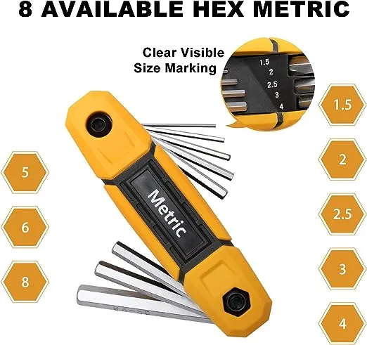 MULWARK 17pcs Folding Allen Wrench Set | Metric & Standard SAE - Key Tool 2 Pack Portable Hex for Basic Home Repair and General Applications