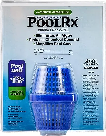 PoolRX Pool Unit #101001 6 Month Algaecide Treats 7.5k-20k gallons, Single, Blue