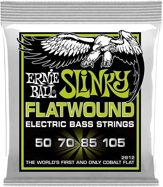 Ernie Ball Regular Slinky Flatwound Bass Guitar Strings, 50-105 Gauge (P02812)