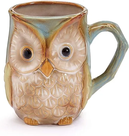 Woodsy Earthtone Colored Burton + Burton Owl Coffee Mug Tea Cup Holds 12 ozs