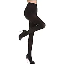 Hue Women's Super Opaque Tights with Control Top, Black, 5Hue Women's Super Opaque Tights with Control Top, Black, 5