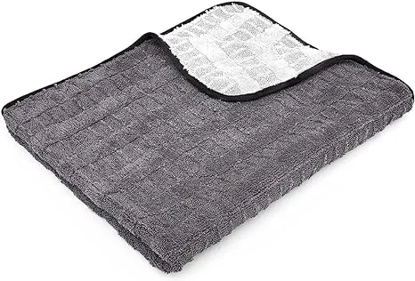 The Rag Company - The Gauntlet Drying Towel - 70/30 Blend Korean Microfiber, Designed to Dry Vehicles Faster, More Thoroughly & More Gently Than Others, 900gsm, 30in x 36in, Ice Grey + Grey