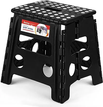 13 in. Plastic Folding Step Stool with Handle for Fishing Camping Garden