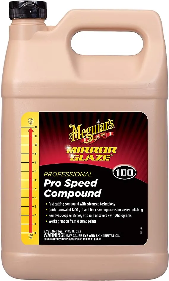 Meguiar's M10001 Mirror Glaze Pro Speed Compound - Removes Deep Scratches & Severe Swirl - 1 Gallon Container