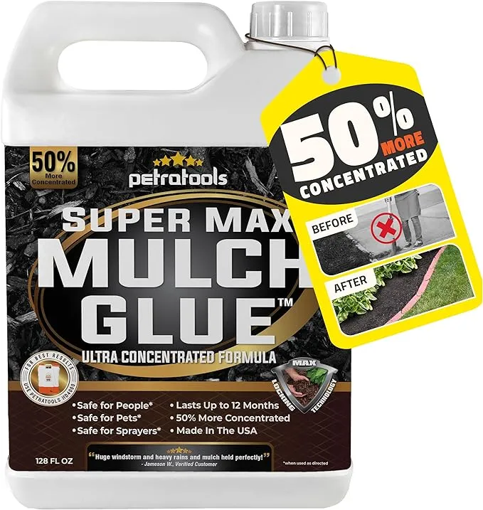 PetraTools SuperMax Mulch Glue - Rock Glue, Gravel Glue, Gravel Stabilizer and Mulch Glue Binder, Rock Glue for Landscape Maintenance and Landscape Adhesive Max Mulch Glue Spray - 1 G