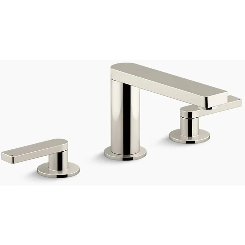 Kohler K-73060-4-SN Vibrant Polished Nickel Composed Widespread Bathroom Sink Faucet with Lever Handles, 1.2 GPM