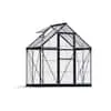 Palram Canopia Greenhouse Kit 6' x 4' Hobby Walk-In Polycarbonate Heavy Duty Aluminum Frame twin-wall and clear panels Lockable Door and Vent Hybrid (Gray)