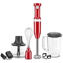 KitchenAid Cordless Variable Speed Passion Red Hand Blender with Chopper and Whisk Attachment