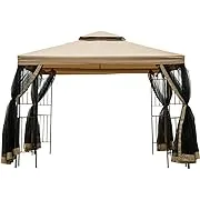  Garden Gazebo 10&#039; x 10&#039; Patio Backyard Double Roof Vented Gazebo Canopy 