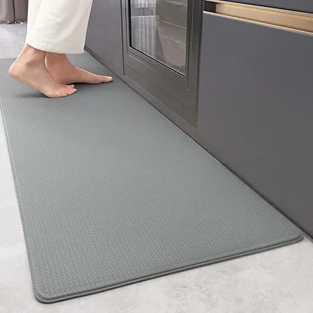 Color G Kitchen Rugs, Runner Cushioned Anti-Fatigue, Non Skid Waterproof Comfort Standing Floor Mats, Memory Foam, 17"x59", Grey