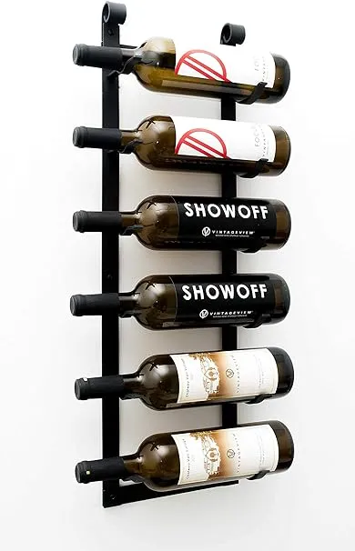 VintageView Le Rustique Wall Mounted Metal Wine Rack (6 Bottles, Matte Black) - Transitional - Wine Racks - by VintageView | Houzz