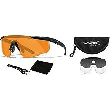 Wiley X Saber Advanced Shooting Glasses ANSI Z87.1+ Safety Sunglasses for Men UV and Eye Protection for Hunting and Shooting Matte Black Frames, Changeable Lenses, Ballistic Rated